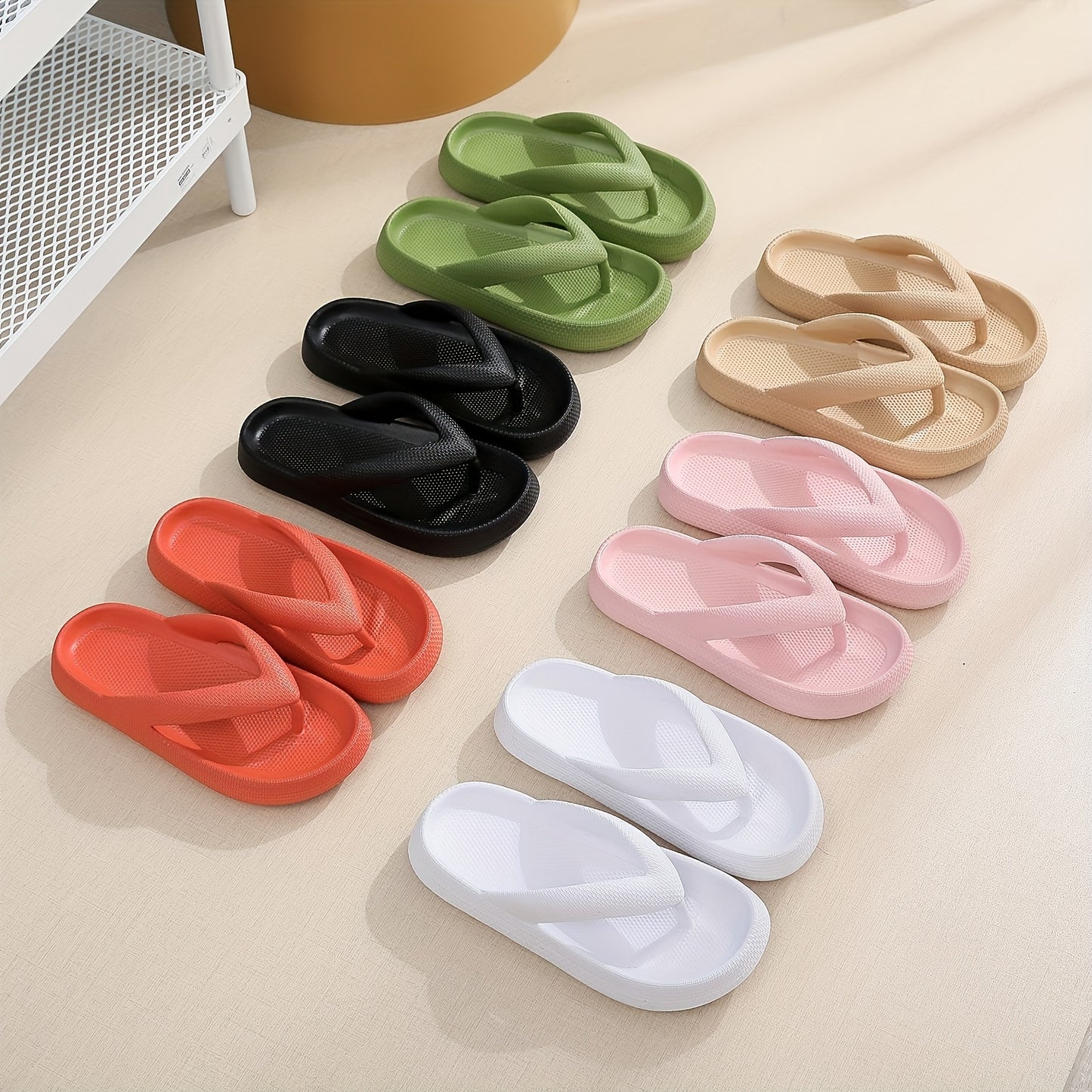 Monochrome EVA Thong Sandals, Minimalist Style Soft Sole Cushioned Slippers, Indoor/Outdoor Vacation Beach Shoes, Indoor Footwear, Opentoe Sandals, Durable Footwear