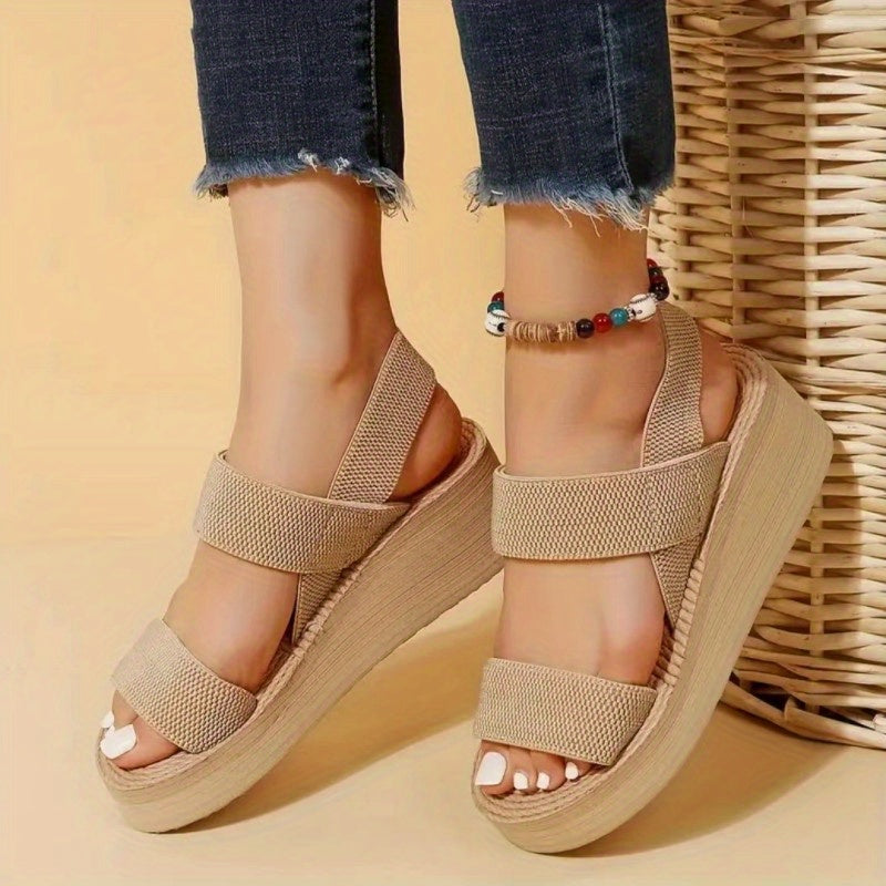 Women's Minimalist Wedge Sandals, Open Toe Thick Soled Platform Casual Sandals, Ankle Strap Slingback Sandals