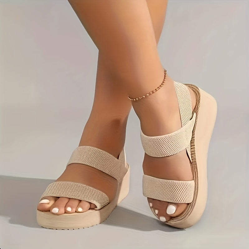 Women's Minimalist Wedge Sandals, Open Toe Thick Soled Platform Casual Sandals, Ankle Strap Slingback Sandals