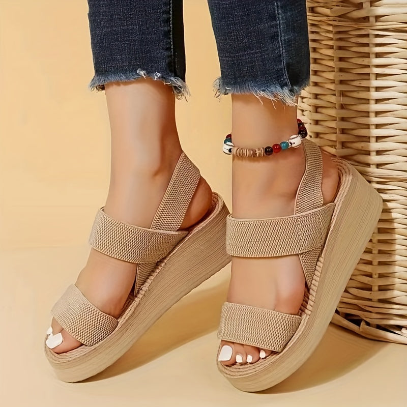 Women's Minimalist Wedge Sandals, Open Toe Thick Soled Platform Casual Sandals, Ankle Strap Slingback Sandals