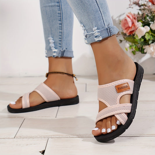 [Breathable Mesh] Women's Breathable Mesh Slide Sandals | Comfortable Open-Toe Flat Shoes | Lightweight | Crisscross Straps, Casual Indoor & Outdoor Wear | Summer | Strappy
