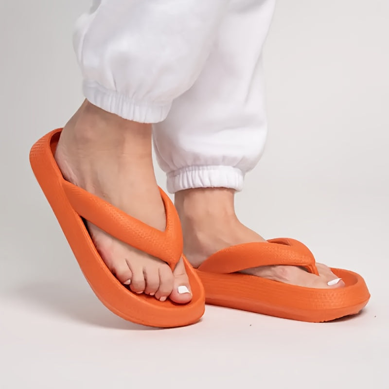 [Vibrant EVA Flip Flops] Soft & Cushioned EVA Flip Flops for Women & Men - Vibrant Orange Beach Slides with Non-Slip Sole, Lightweight & Comfortable for Summer, Bath, Spa, and Walking | Vibrant Flip Flops | EVA Sandals
