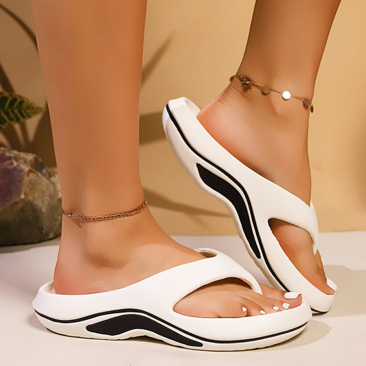 Women's EVA Slide Sandals - Open-Toe Lightweight Casual Shoes with Cushioned Insole, Soft Lining & Non-Slip Sole - White & Grey Options for Beach, Home, Office - Comfortable All-Day Wear, Ladies Shoes And Sandals, Beach Footwear, Opentoe Slides