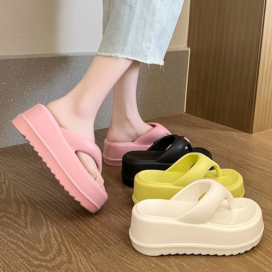 [ASHALI EVA Sandals] ASHALI Women's 7cm Thick Sole EVA Slide Sandals | Open-Toe Summer Slippers with Black & White Straps, Comfortable Indoor/Outdoor Use, Casual Footwear, Minimalist Design, Durable Footwear