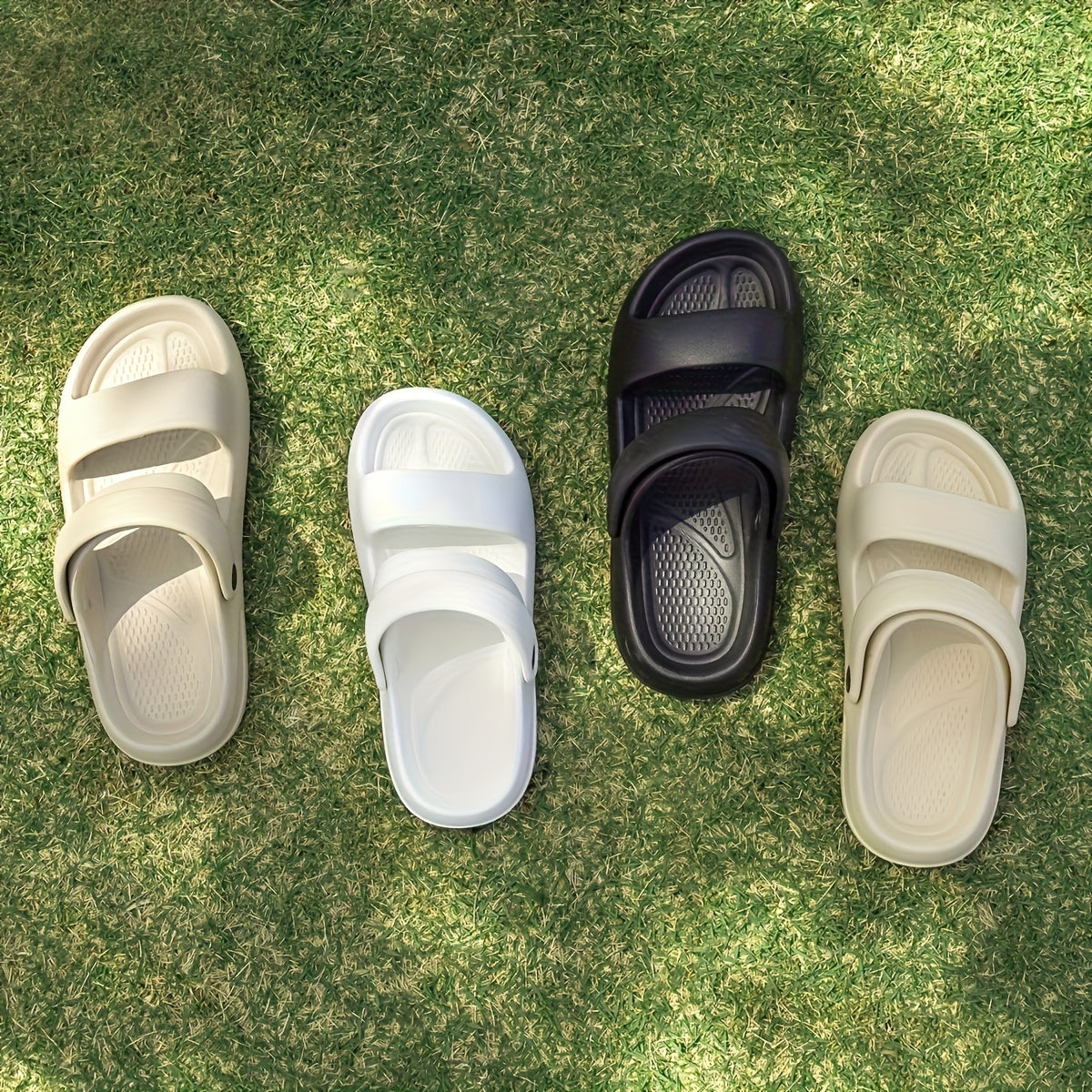[Comfortable EVA Sandals] Grace Women's EVA Slide Sandals | Lightweight Comfortable Open-Toe Double Strap Indoor/Outdoor Slippers, Casual Shoes for All Seasons - Perfect Valentine's Gift, Minimalist Strappy Sandals