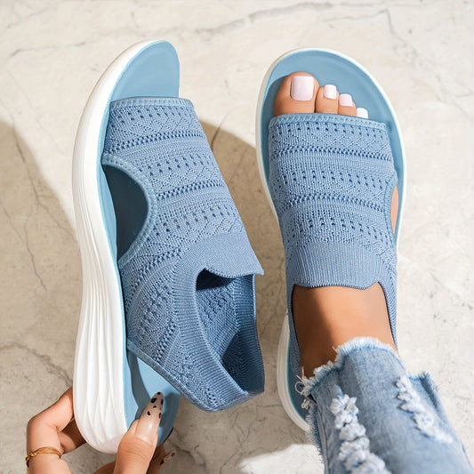 [Comfortable Sandals] Comfortable Women's Summer Open-Toe Running Sandals | Breathable Fabric Slide Sandals with Cushioned PU Sole for Beach, Swimming & Casual Wear - Black, Slipon Footwear, Synthetic Synthetic Leather Insole, Minimalist Design