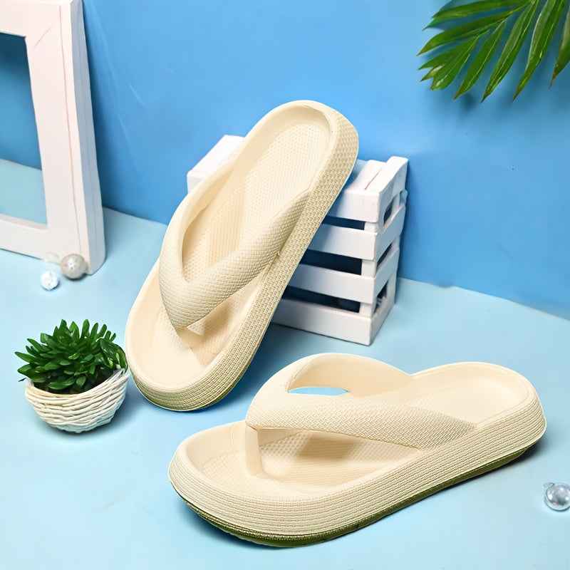 [Comfort Beach Sandals] Lightweight EVA Women's Beach Sandals | Slip-On Flat Sole Summer Slippers with Cushioned Comfort, 4 Colors (Beige/White/Light Grey/Dark Grey) for Poolside, Casual & Outdoor Wear