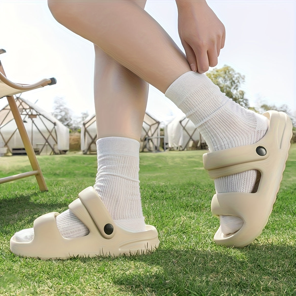 [Comfortable EVA Sandals] Grace Women's EVA Slide Sandals | Lightweight Comfortable Open-Toe Double Strap Indoor/Outdoor Slippers, Casual Shoes for All Seasons - Perfect Valentine's Gift, Minimalist Strappy Sandals