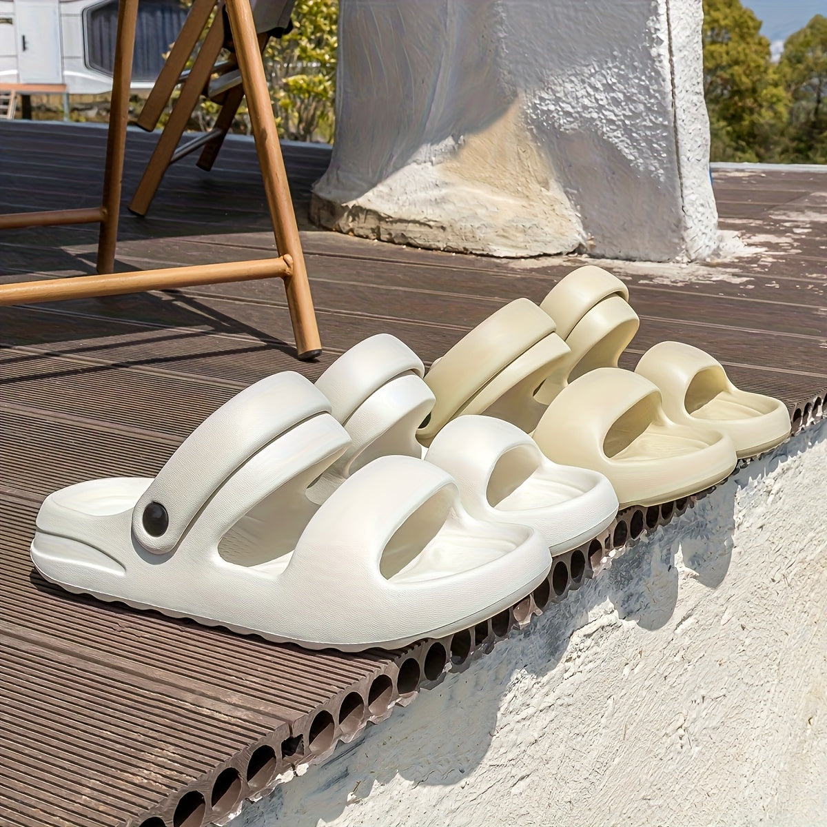 [Comfortable EVA Sandals] Grace Women's EVA Slide Sandals | Lightweight Comfortable Open-Toe Double Strap Indoor/Outdoor Slippers, Casual Shoes for All Seasons - Perfect Valentine's Gift, Minimalist Strappy Sandals