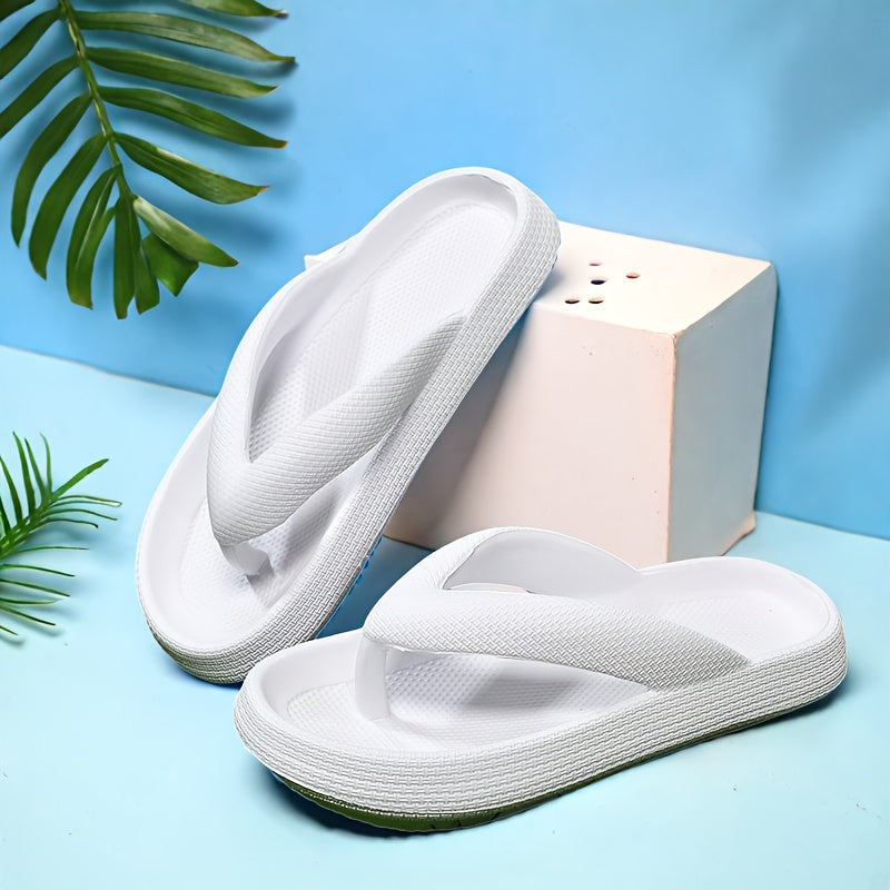 [Comfort Beach Sandals] Lightweight EVA Women's Beach Sandals | Slip-On Flat Sole Summer Slippers with Cushioned Comfort, 4 Colors (Beige/White/Light Grey/Dark Grey) for Poolside, Casual & Outdoor Wear