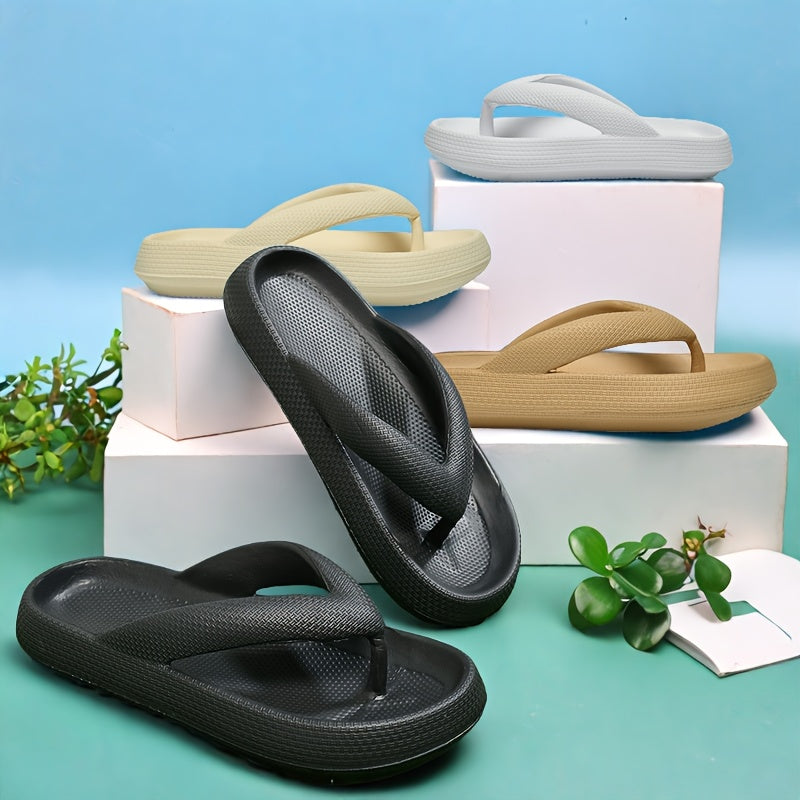 [Comfort Beach Sandals] Lightweight EVA Women's Beach Sandals | Slip-On Flat Sole Summer Slippers with Cushioned Comfort, 4 Colors (Beige/White/Light Grey/Dark Grey) for Poolside, Casual & Outdoor Wear