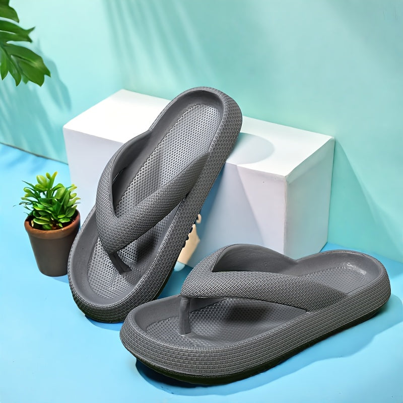 [Comfort Beach Sandals] Lightweight EVA Women's Beach Sandals | Slip-On Flat Sole Summer Slippers with Cushioned Comfort, 4 Colors (Beige/White/Light Grey/Dark Grey) for Poolside, Casual & Outdoor Wear