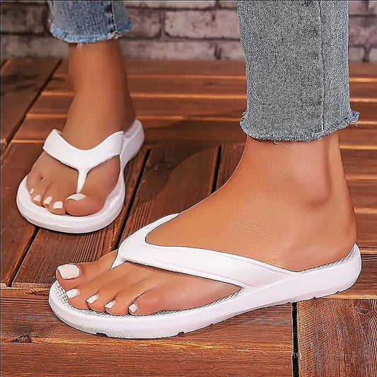[Lightweight Sandals] Lightweight Women's Slide Sandals | Slip-On Open-Toe Flat Sole Beach Shoes, All-Season Casual Comfort in Black & Navy Blue