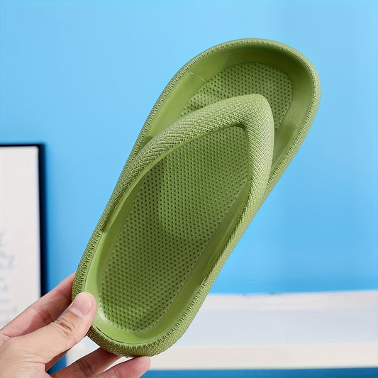 Monochrome EVA Thong Sandals, Minimalist Style Soft Sole Cushioned Slippers, Indoor/Outdoor Vacation Beach Shoes, Indoor Footwear, Opentoe Sandals, Durable Footwear