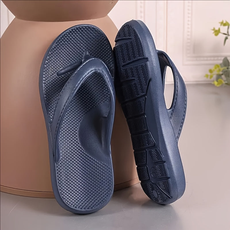 [Lightweight Sandals] Lightweight Women's Slide Sandals | Slip-On Open-Toe Flat Sole Beach Shoes, All-Season Casual Comfort in Black & Navy Blue