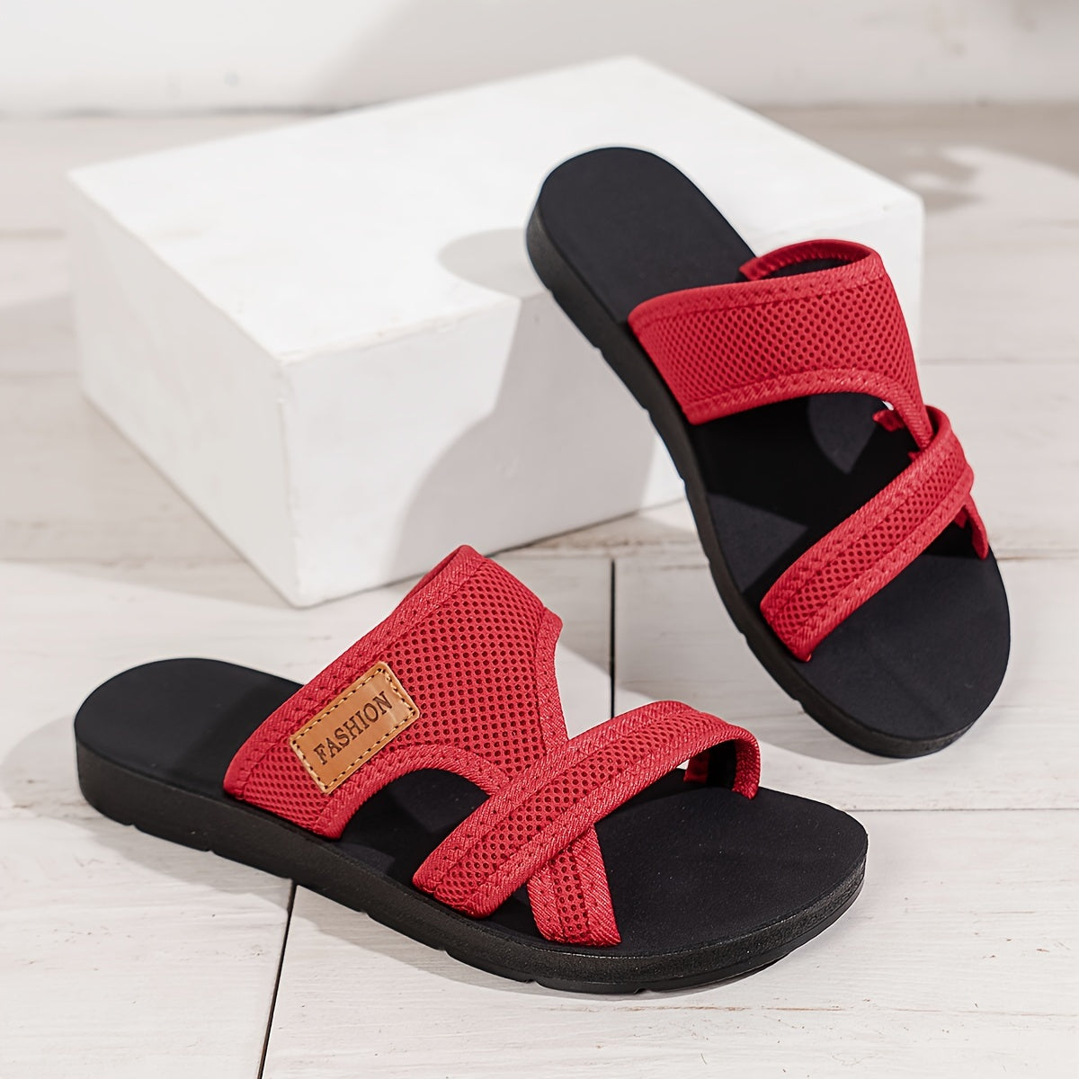 [Breathable Mesh] Women's Breathable Mesh Slide Sandals | Comfortable Open-Toe Flat Shoes | Lightweight | Crisscross Straps, Casual Indoor & Outdoor Wear | Summer | Strappy