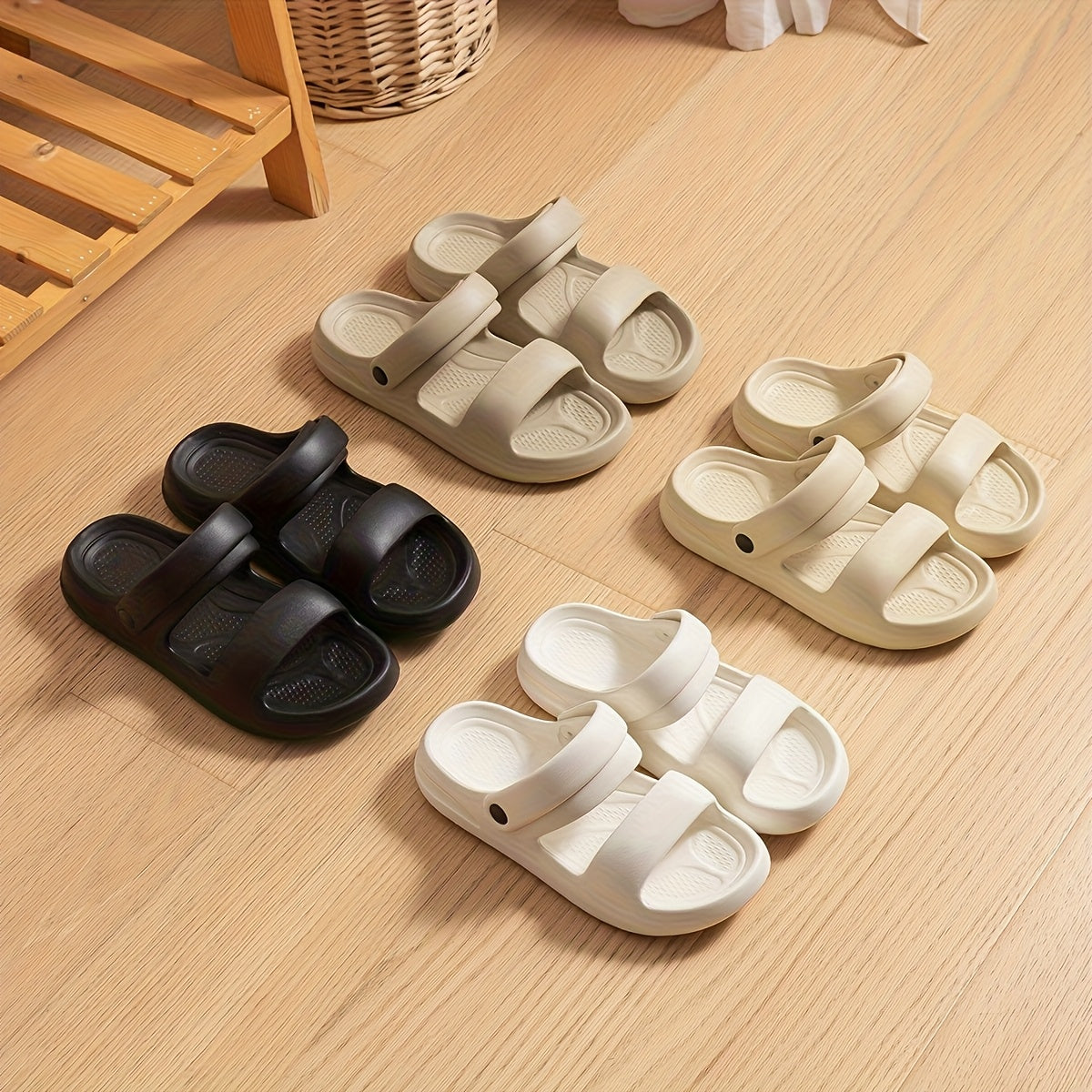 [Comfortable EVA Sandals] Grace Women's EVA Slide Sandals | Lightweight Comfortable Open-Toe Double Strap Indoor/Outdoor Slippers, Casual Shoes for All Seasons - Perfect Valentine's Gift, Minimalist Strappy Sandals